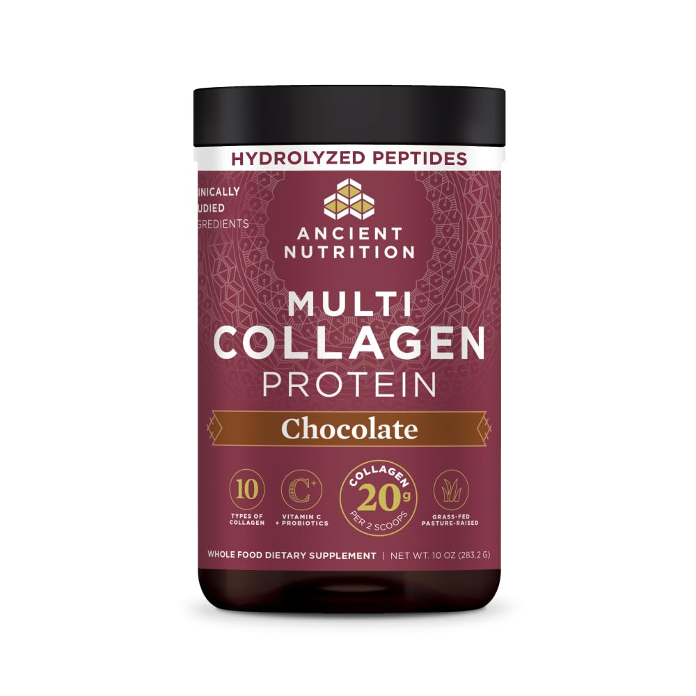 Ancient Nutrition Collagen Peptides Powder Multi Collagen Protein Chocolate, 24 Servings