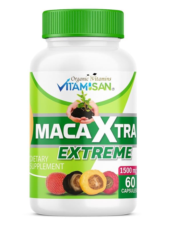 VITAMISAN Maca Xtra Extreme 1500 mg – Maca Root + Aguaje Extract 1500 mg Capsules, 60 Count