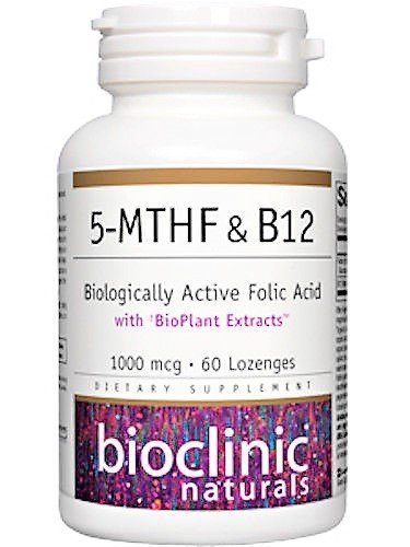 Bioclinic Naturals 5-MTHF & B12 Biologically Active Folic Acid 60 Lozenges