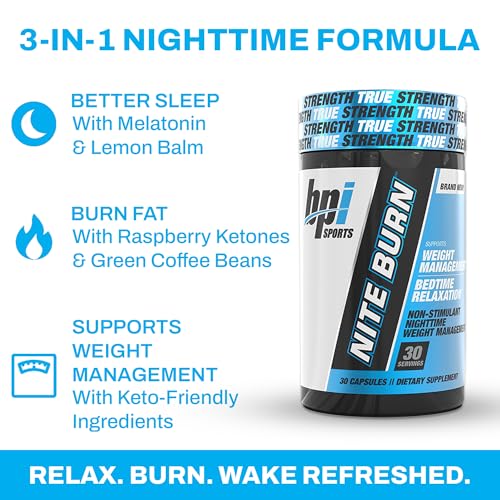 BPI Sports Nite Burn Nighttime Fat Burner & Sleep Support 30 Capsules