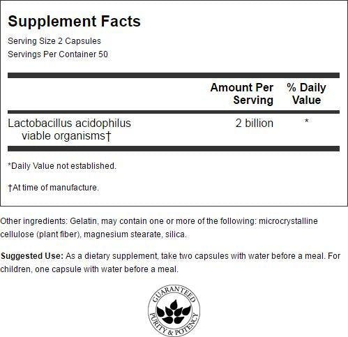 Swanson Lactobacillus Acidophilus 2 Billion CFU Capsules 100 Count