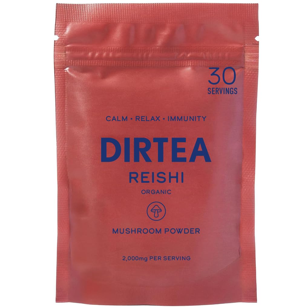 DIRTEA Reishi Mushroom Powder 2,000mg per Serving, 60g, 30 Servings