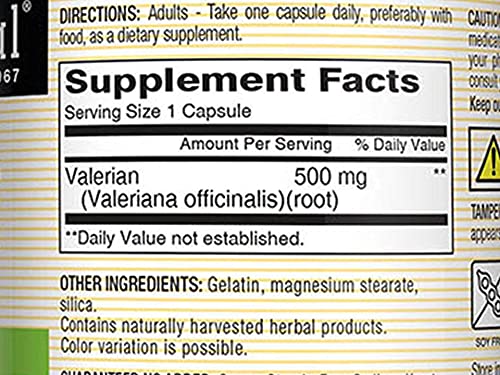 MASON NATURAL Valerian 500 mg Premium Herbal Capsules, 60 Capsules