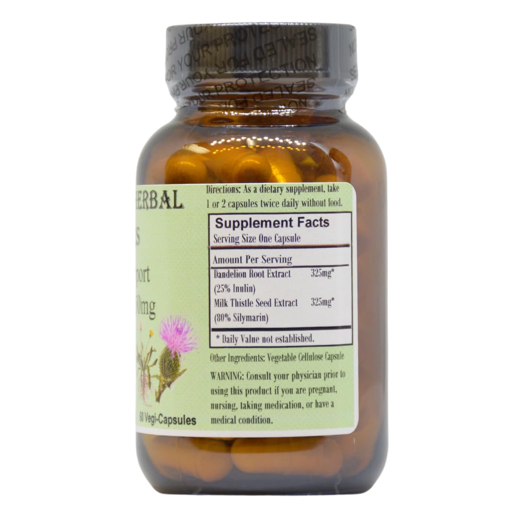 Barlowe's Herbal Elixirs Liver Support Formula Dandelion Root & Milk Thistle Extract Capsule 60 Capsules