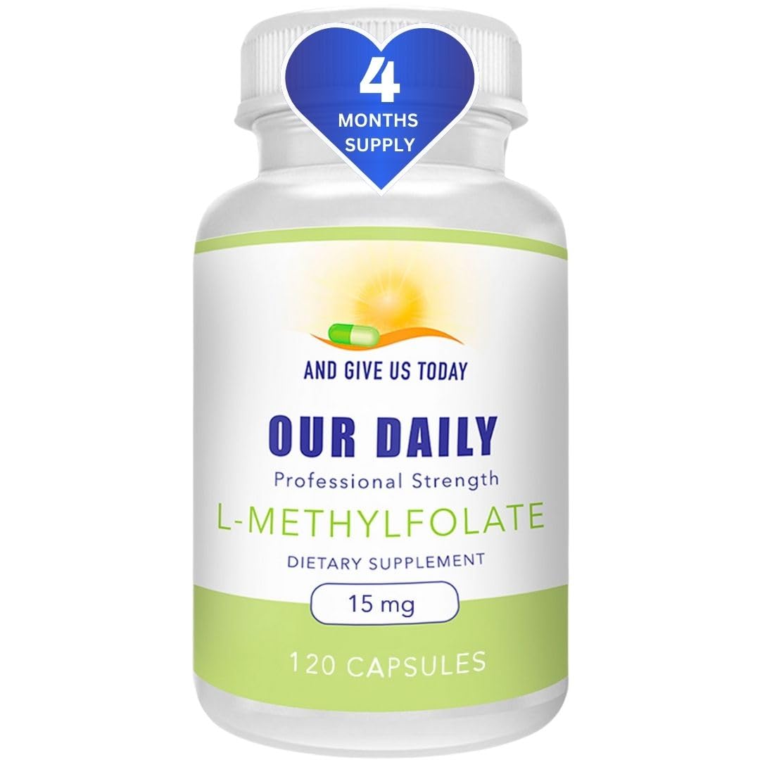 AND GIVE US TODAY OUR DAILY L-Methylfolate 15 mg / 15000 mcg Maximum Strength Active Folate, 5-MTHF, Filler Free, Gluten Free, Non-GMO, Vegetarian Capsules, 120 Capsules