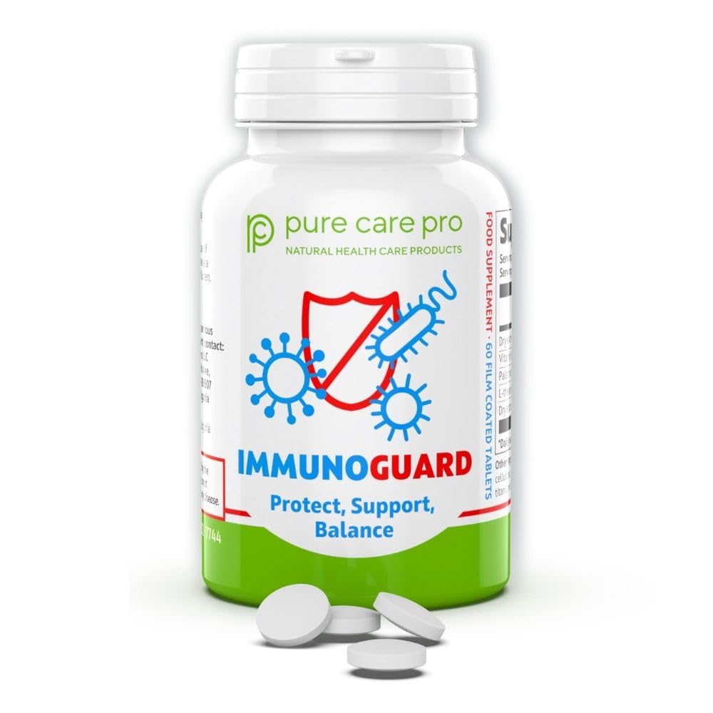 Pure Care Pro ImmunoGuard Immune Support & Defense with Cordyceps, Vitamin C & L-Theanine Tablets, 60 Count