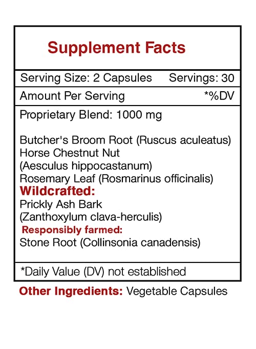 Secrets of the Tribe Vein Secret, Vein Tonnig Formula, Herbal Supplement Blend 60 Capsules