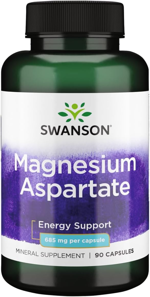 Swanson Magnesium Aspartate 685 mg (133 mg elemental) Capsules, 90 Count