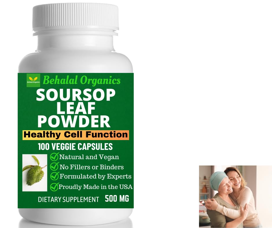 Behalal Organics Soursop Graviola Capsules 500mg, Capsule, 100 Capsules