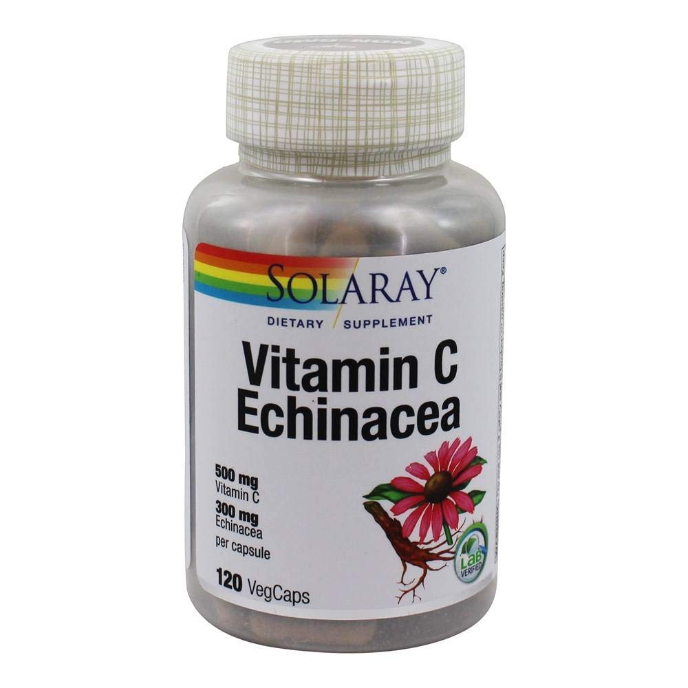 Solaray Vitamin C & Echinacea Root Supplement Capsule, 120 Capsules