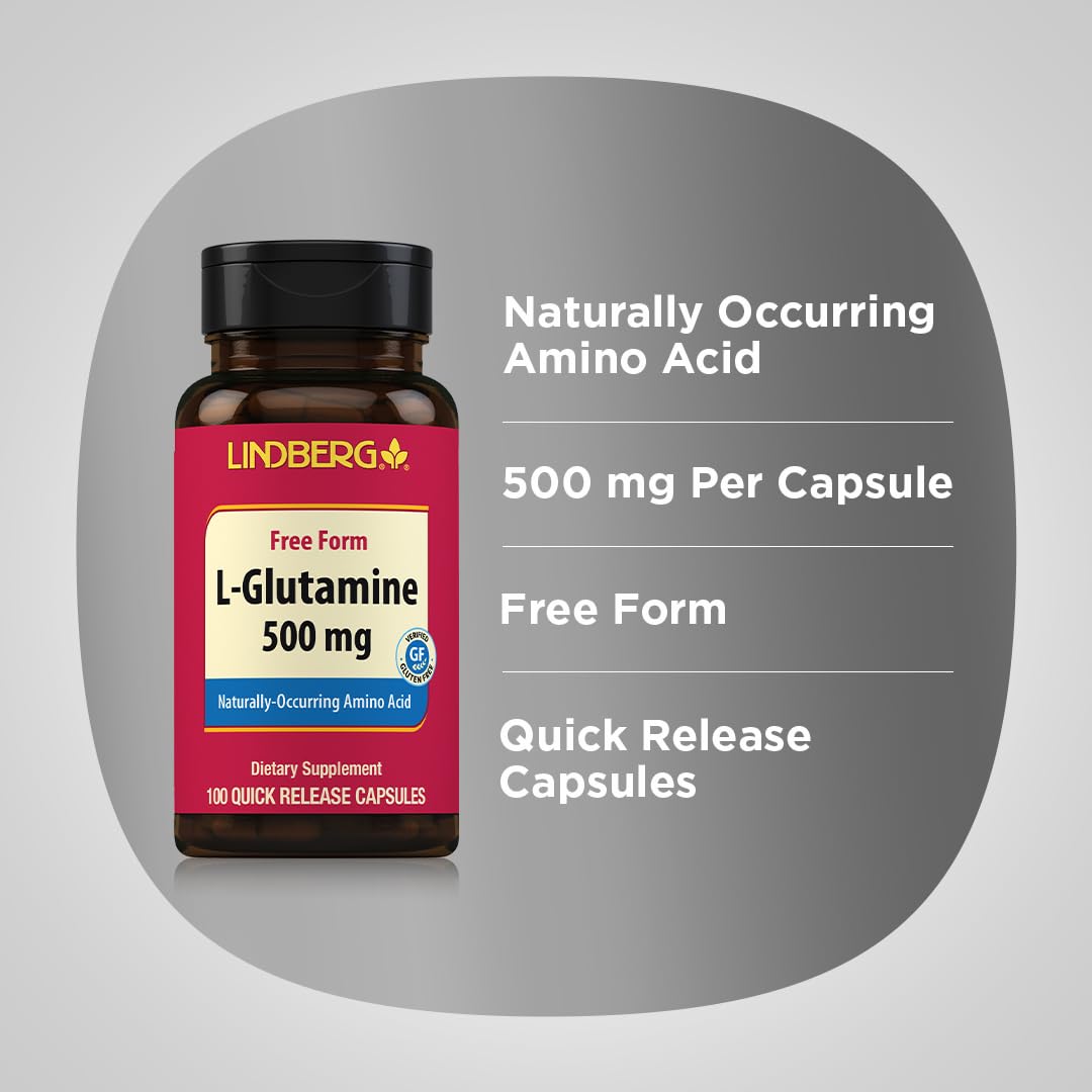 Lindberg L-Glutamine Capsules 500mg, 100 Count
