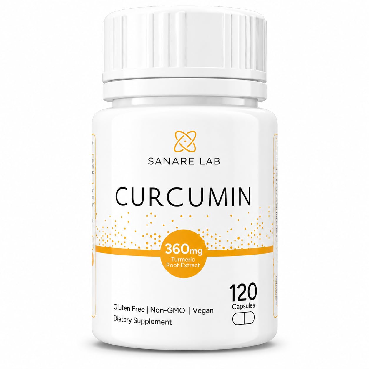 Sanare Lab Curcumin Turmeric 360 mg per Serving, Capsules, 120 Count with Black Pepper & Phytosome Extract, Joint & Cellular Support