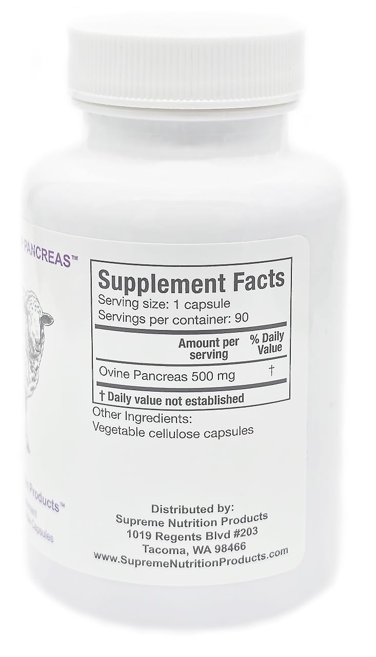 Supreme Nutrition Products Grass Fed Sheep Pancreas Capsules 90 Count
