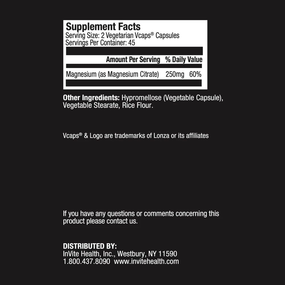 Invite Health Magnesium Citrate Capsules, 90 Count