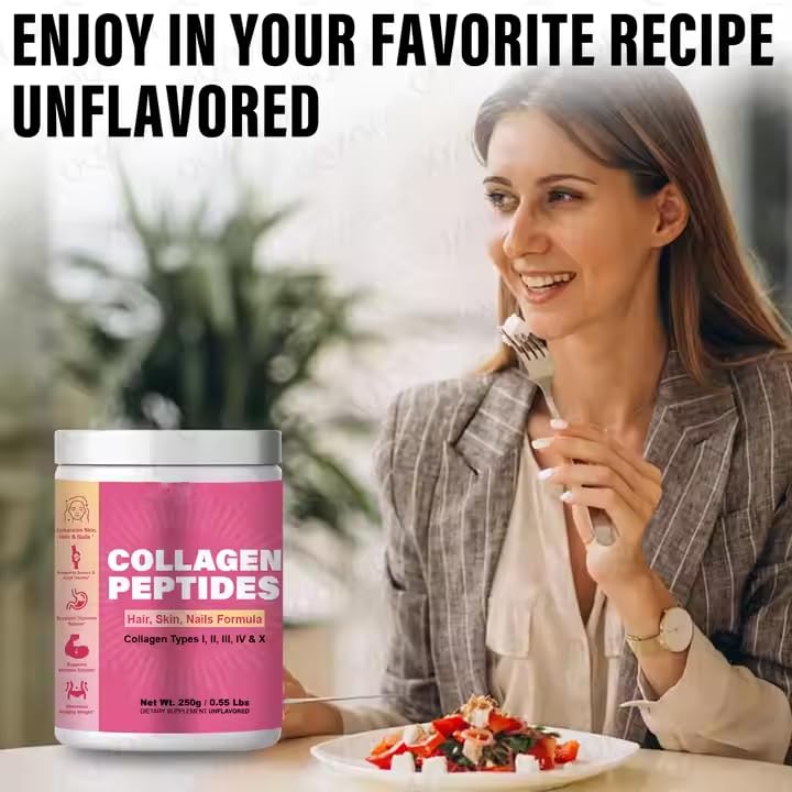 Okian Collagen Peptide Powder for Skin, Hair and Joint Support 120 Capsules