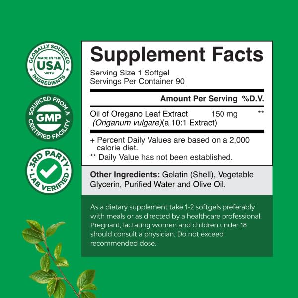 Natures Craft Wild Oil of Oregano Softgels 90 Count