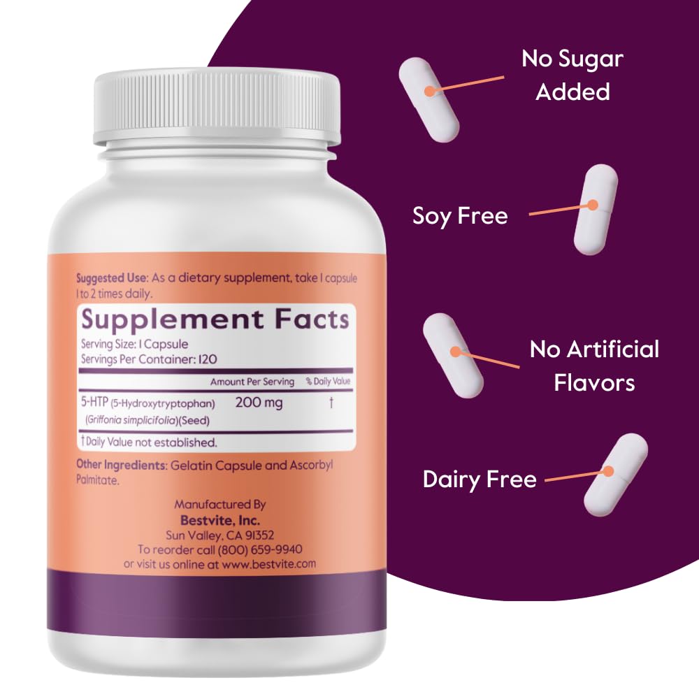 BESTVITE 5-HTP 200mg Capsule, 120 Capsules