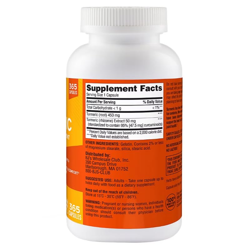 Berkley Jensen Turmeric 500 mg Turmeric Extract Supplement for Antioxidant Support, 365 Capsules