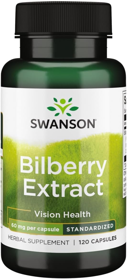 Swanson Bilberry Extract (Standardized) 60 Milligrams Capsules, 120 Count