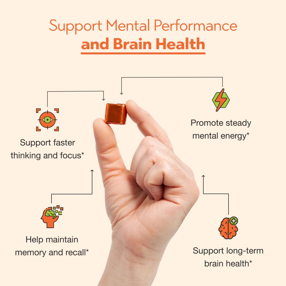 Sharp Brain Premium Brain Performance – Daily Support for Memory, Focus, Mental Energy, Processing Speed & Long-Term Brain Health, 60 Soft Chews