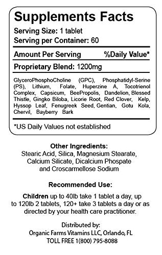 Organic Farms Vitamins Neuro Care Kids Brain Health 60 Tablets