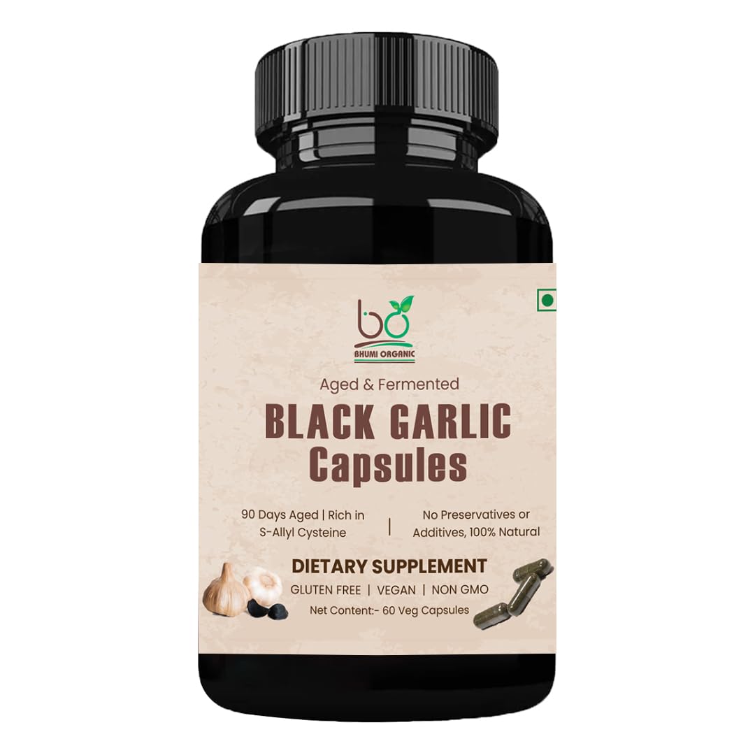 Bhumi Organic Aged and Fermented Black Garlic Capsules, 1 Count