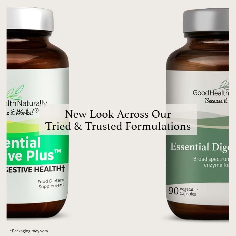 GOOD HEALTH NATURALLY BECAUSE IT WORKS! Essential Digestive Plus New Improved Formula for Improved Gluten Digestion Capsules, 45 Count