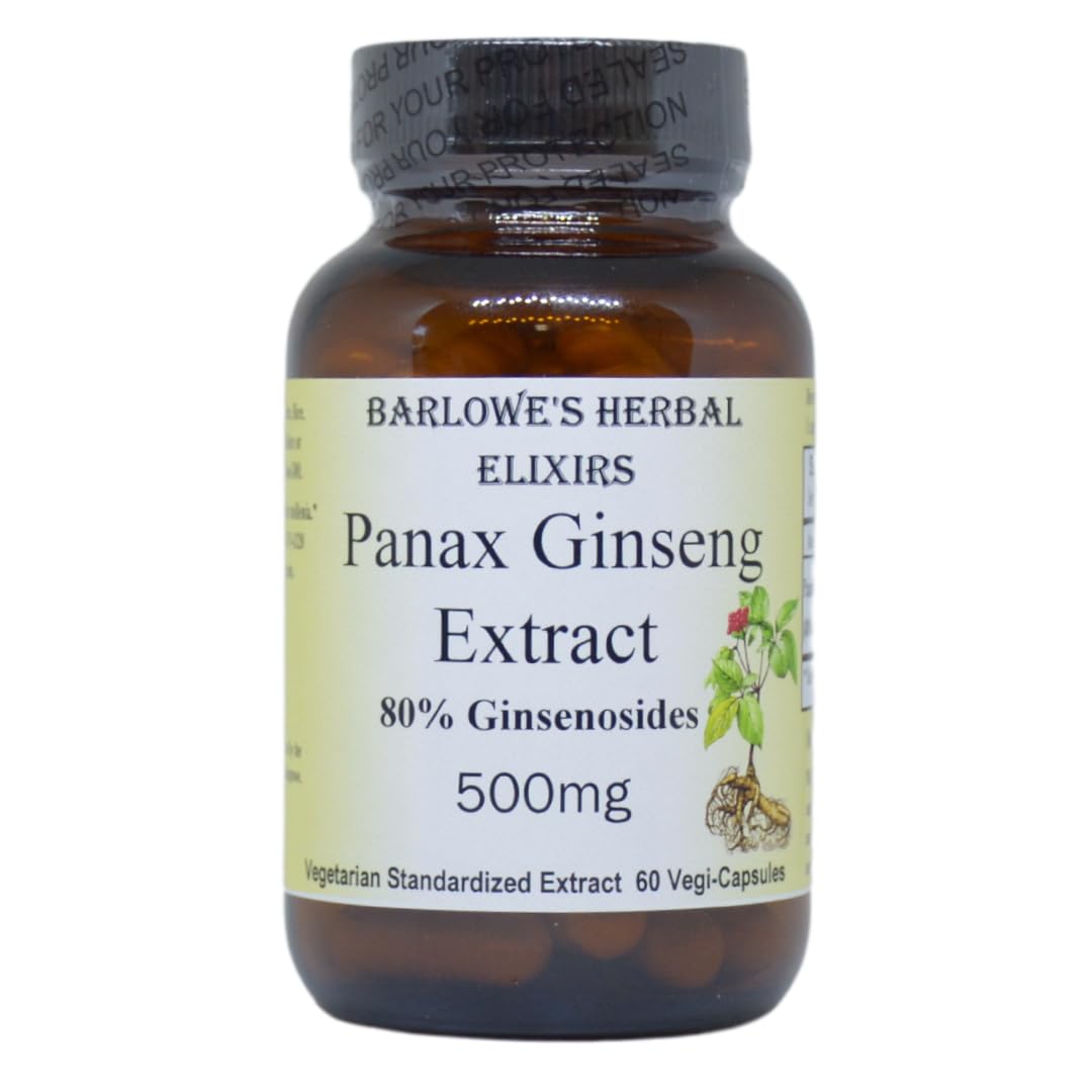 Barlowe's Herbal Elixirs Panax Ginseng Extract 80% Ginsenosides Powder 60