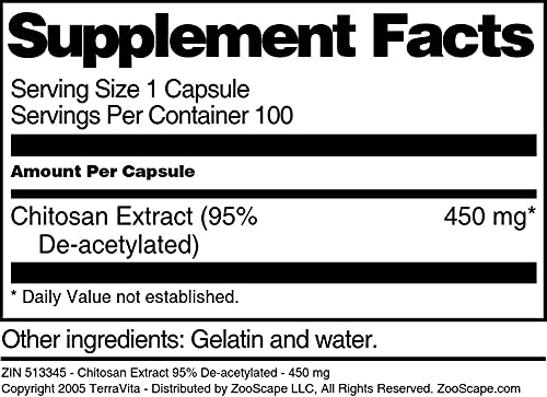 Terravita Chitosan Extract 95% De-acetylated - 450 mg, 100 Capsules