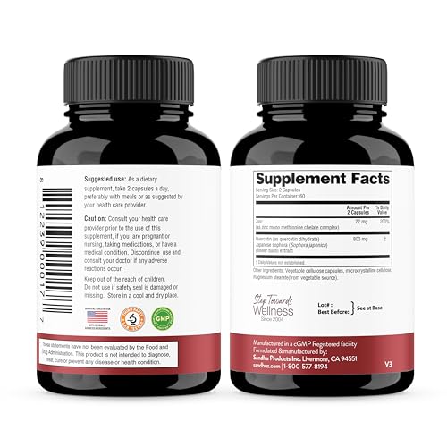 Sandhu's Zinc Quercetin Bundle with Magnesium Glycinate & Vitamin D3 K2 5000 IU Capsules, 360 Capsules