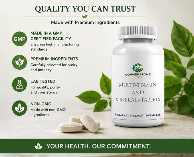 Cornerstone Labs Multivitamin with Minerals Daily Essential for Men and Women 60 Tablets