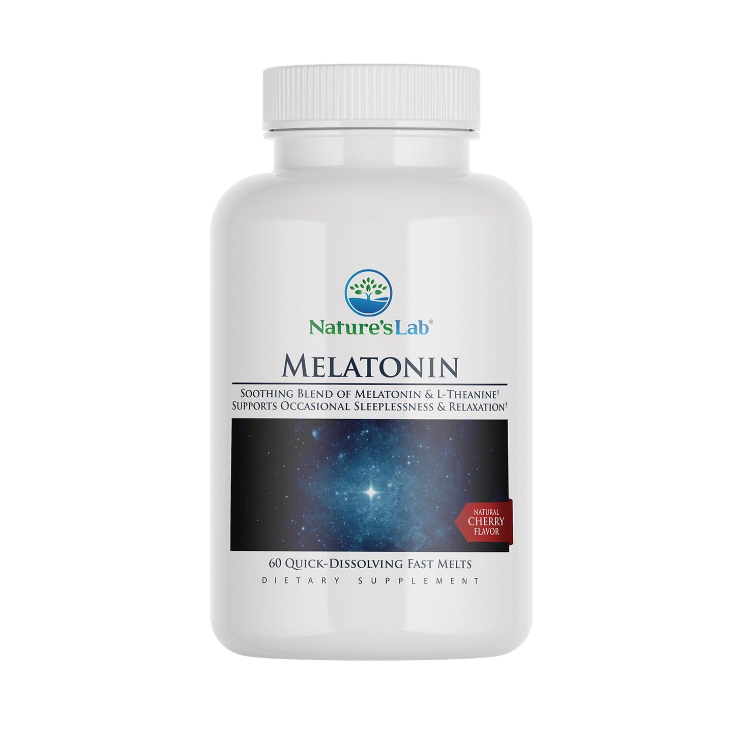 Nature's Lab Fast Melt Melatonin Tablets - 25 mg L-Theanine + 6 mg Melatonin, 60 Count