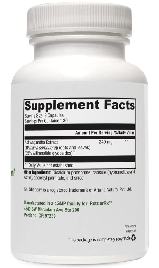 HormoneSynergy RetzlerRx Ashwagandha with Shoden Capsules, 60 Capsules