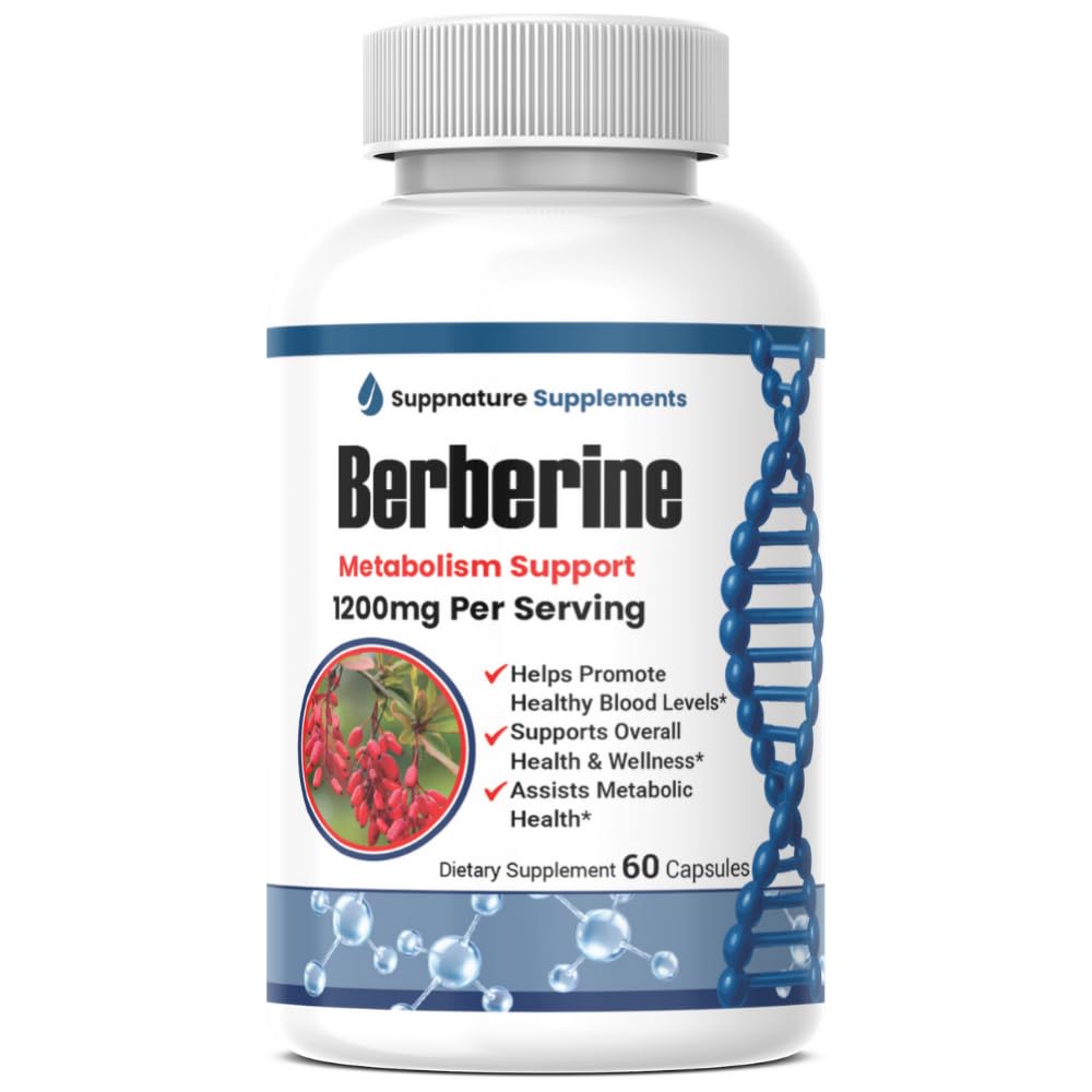 SuppNature Berberine Supplement 1200mg Berberine HCL Capsules, 60 Count