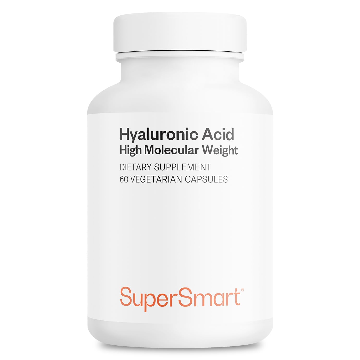 Supersmart Hyaluronic Acid Supplement 300mg per Day (Sodium Hyaluronate) - High Molecular Weight 1.2 Million Daltons, Non-GMO & Gluten Free, 60 Capsules