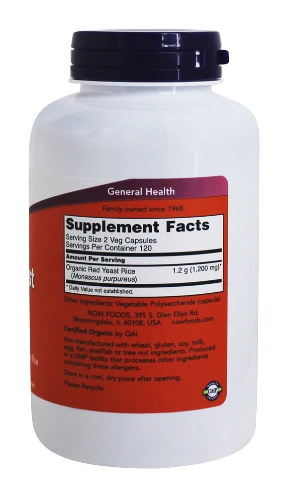 NOW Foods Red Yeast Rice 600 mg Capsules, 1 Count