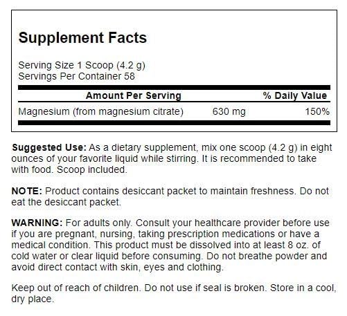 Swanson Magnesium Citrate Powder 8.6 oz