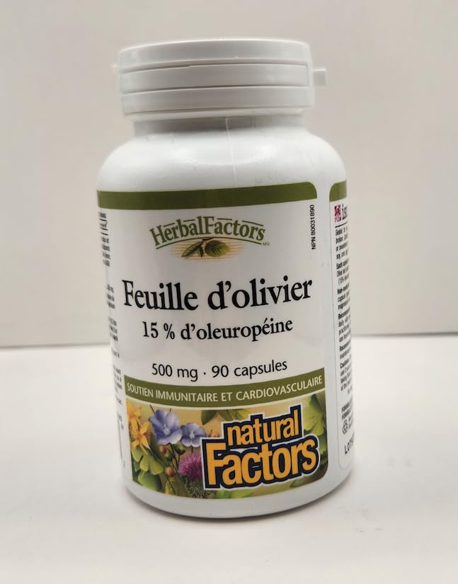 Natural Factors Olive Leaf 500 mg Capsules, 90 Count