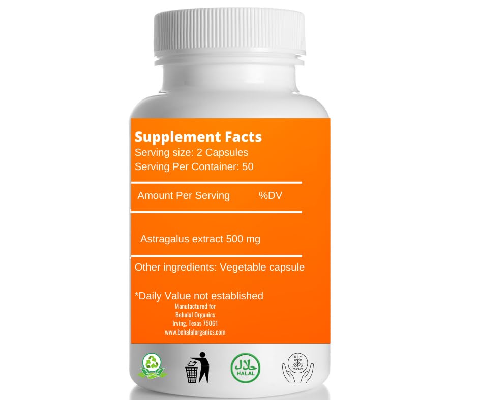 Behalal Organics Astragalus Extract Quick Release Capsule 100 Count