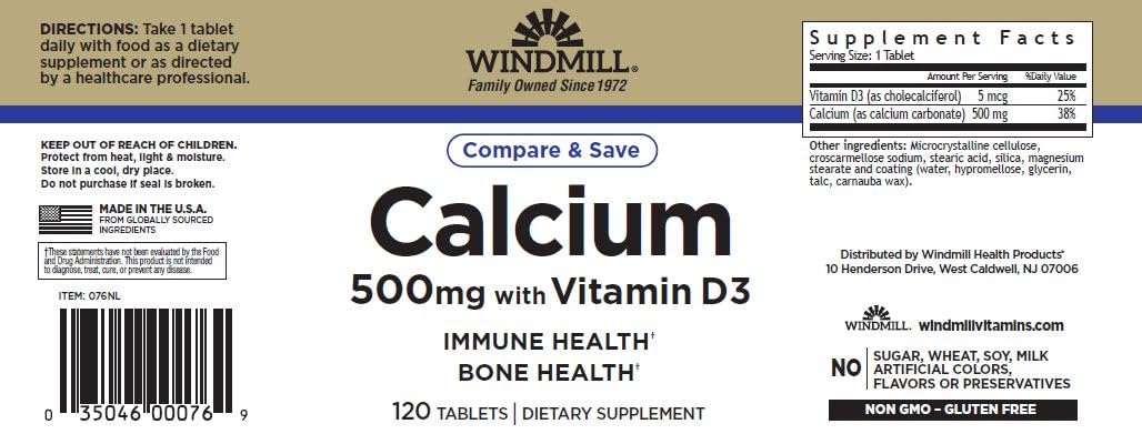 Windmill Oyster Cal Tablet, 120 Count