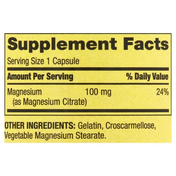 Spring Valley Magnesium Citrate 100 mg Rapid-Release Capsules, 100 Count