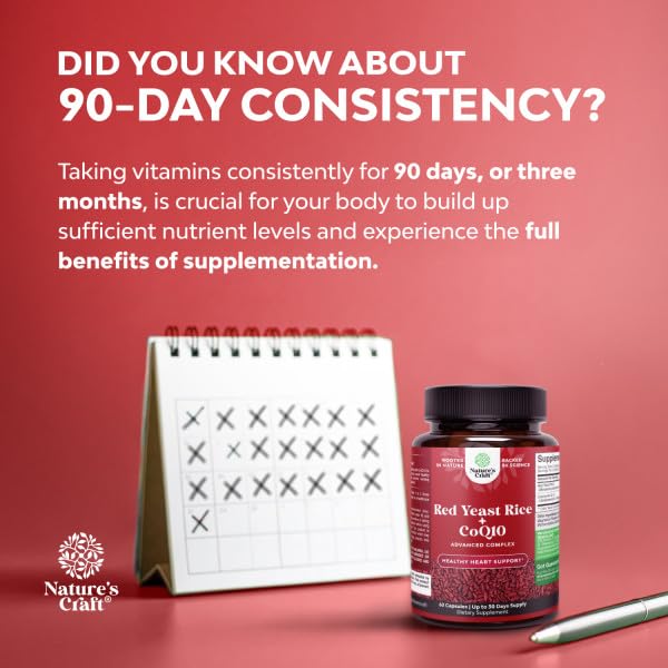 Natures Craft Red Yeast Rice with CoQ10 Capsules, 60 Count