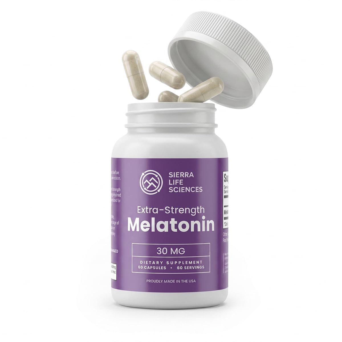 SIERRA LIFE SCIENCES Melatonin 30mg High Dose Extra Strength Sleep Aid for Adults Capsule 60 Count