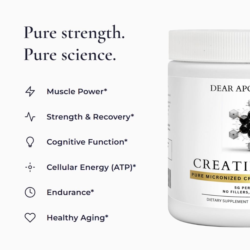 Dear Apothecary Creatine Pure Micronized Creatine Monohydrate Powder 10.58 Ounce Pack of 1