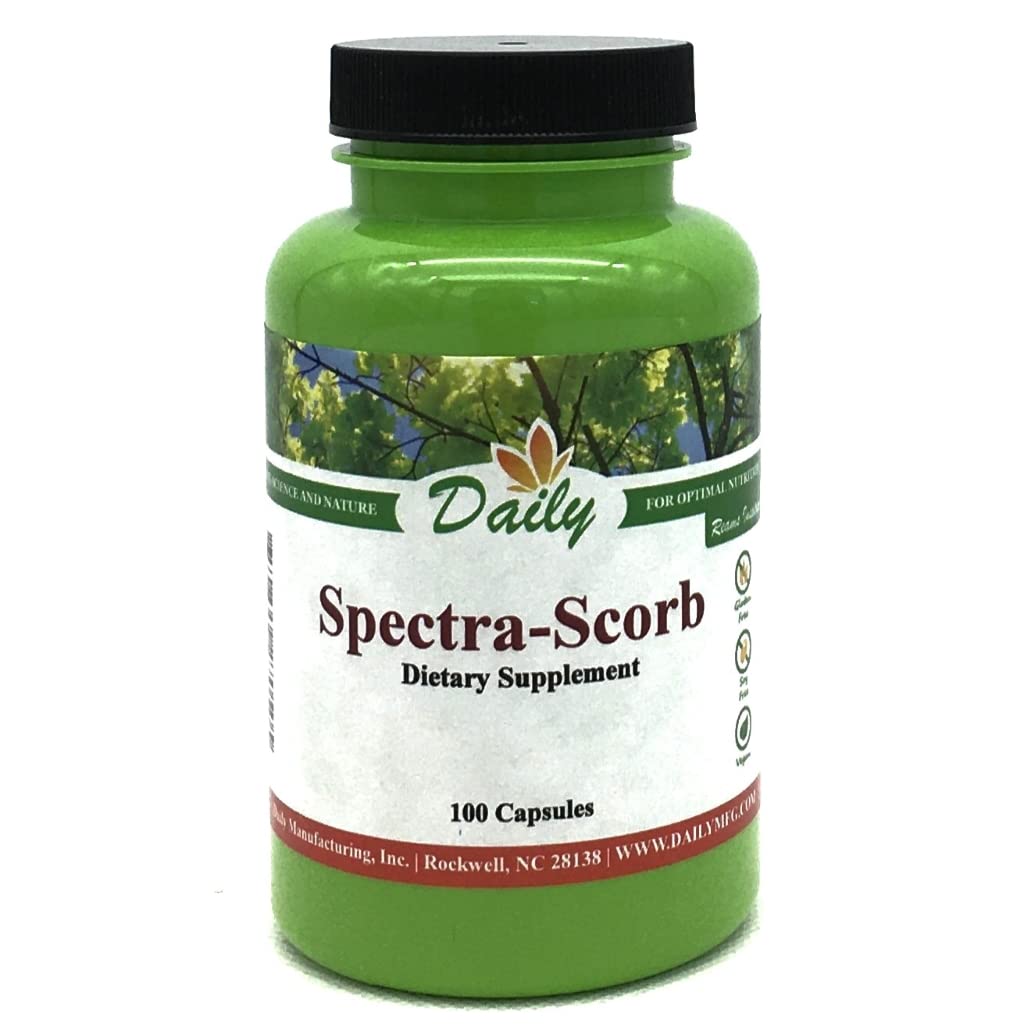 Daily Manufacturing Spectra-Scorb Vitamin C from Mineral Ascorbates, Bioflavonoid Complex, Quercetin Capsule, 100 Count
