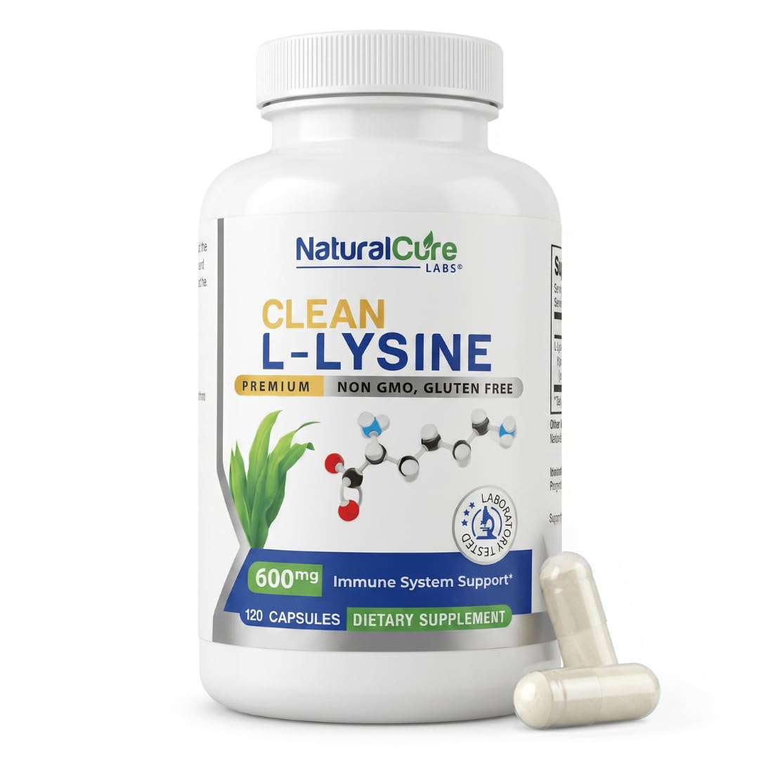 Natural Cure Labs Clean L-Lysine 600mg, 120 Capsules