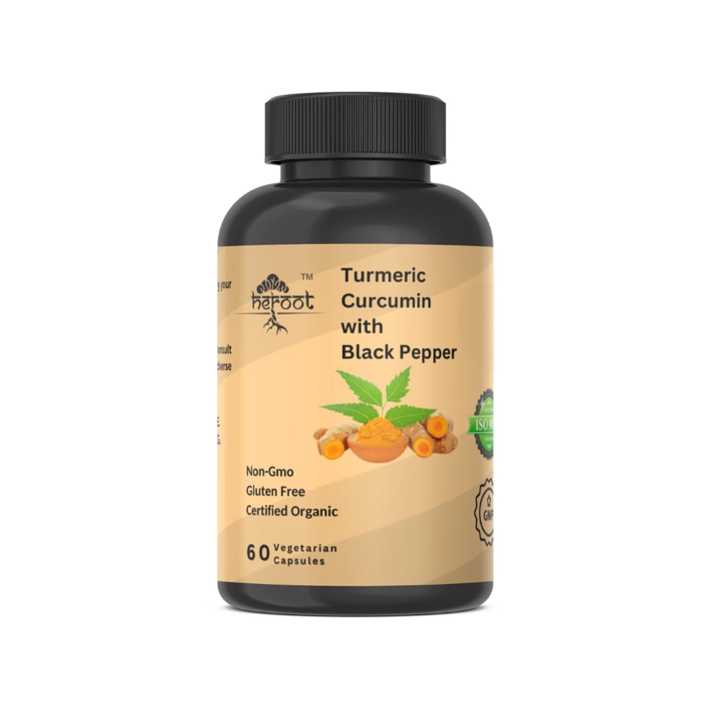 Heroot Turmeric Extract 1000mg with 95% Curcumin & Black Pepper Turmeric Complex Supplement, Capsule, 120 Count, Non-GMO, Gluten Free