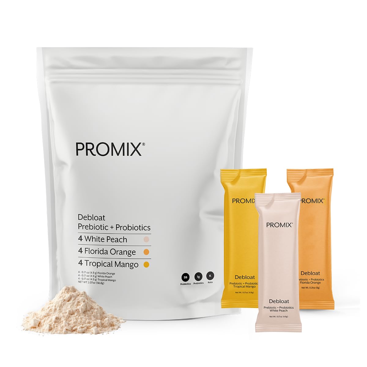 ProMix Nutrition Debloat Prebiotics and Probiotics Powder, 12 Servings (Pack of 12)