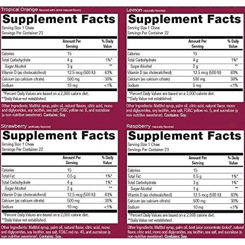 Bariatric Advantage Chewable Advanced Multi EA Without Iron, Mixed Fruit, 60 Count and Calcium Citrate Chewy Bites 500 mg, Assorted Fruit Flavor, 90 Count