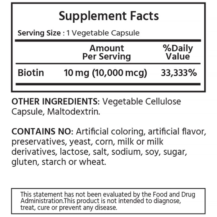 ML Naturals Biotin 10,000mcg Capsule, 240 Count